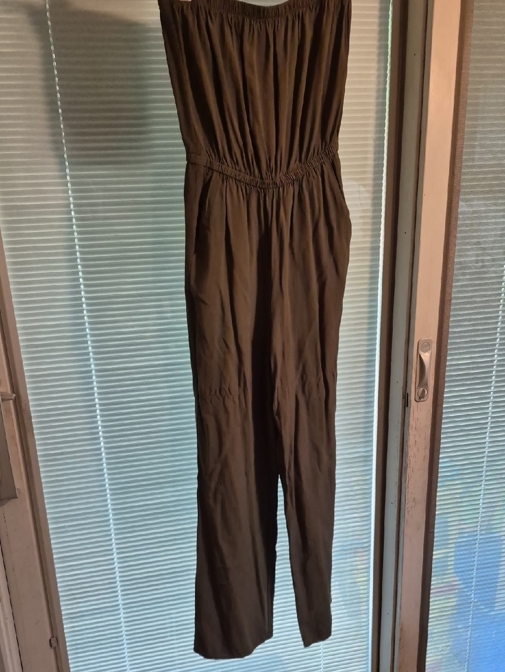 Forever 21 Olive Strapless Wide-Leg Jumpsuit